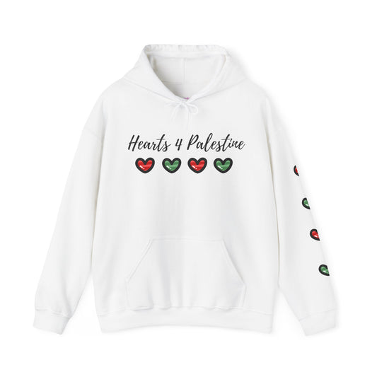 Hearts 4 Palestine with Sleeve Design Cozy Hooded Sweatshirt - 100% profits donated